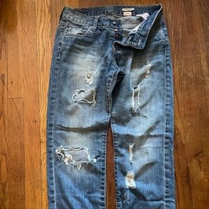 Denim boyfriend style distressed jeans size 26 H&M